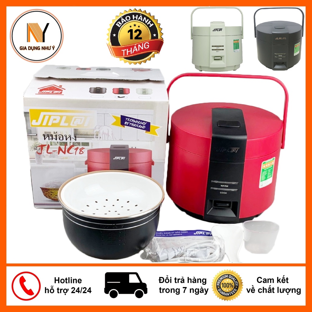 Nồi Cơm Điện JIPLAI Thái Lan JL- NC18 Dung tích 1,8 Lít - Tặng Kèm Giá Hấp,Phù Hợp Gia Đình 3-6 Người Ăn