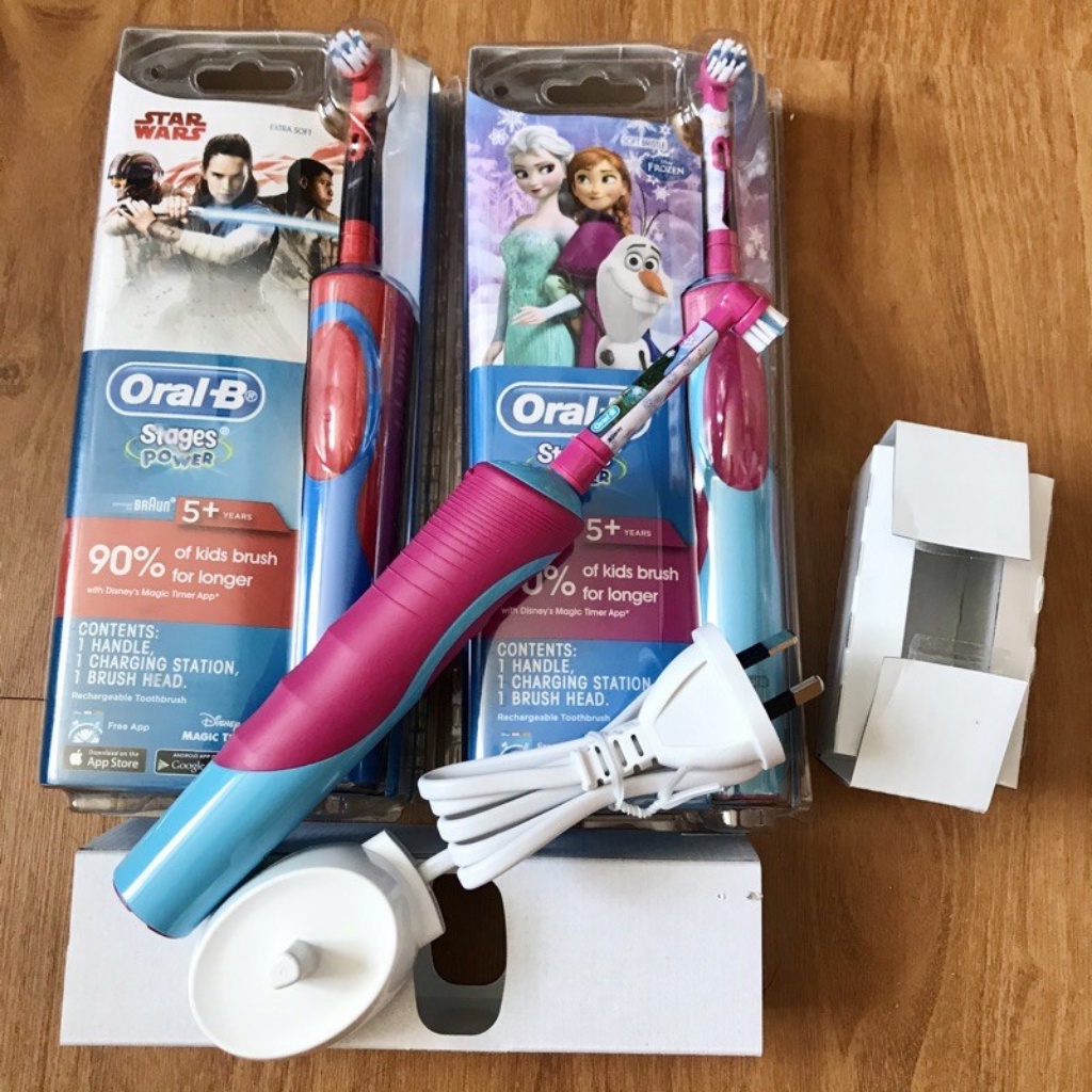 Bàn chải điện đánh răng tự động Oral-B Disney cho em bé, bé gái từ 5 tuổi giúp răng bé sạch, ngăn ngừa viêm nướu