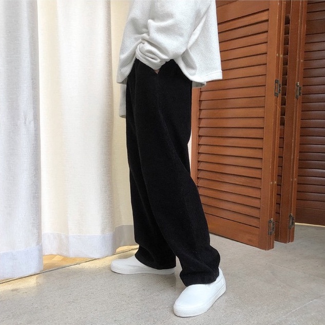 Quần ống rộng nam nữ Raacusstore dáng suông nhung tăm , quần suông nam nữ ống rộng unisex lem tăm -QD02