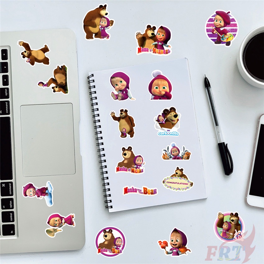 ❉ Hình Dán Dòng Masha and the Bear Series 02 ❉ Bộ 50 Sticker Chống Thấm Nước Họa Tiết Doodle Hợp Thời Trang