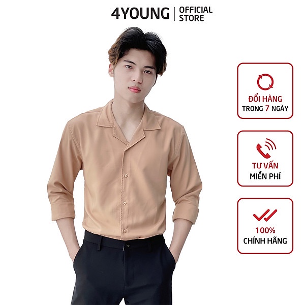 Áo Sơ Mi Nam Form Rộng Phong Cách Hàn Quốc Chất Liệu Mềm Mịn Thoáng Mát SMLV18 (Màu: Nâu, Size: M)