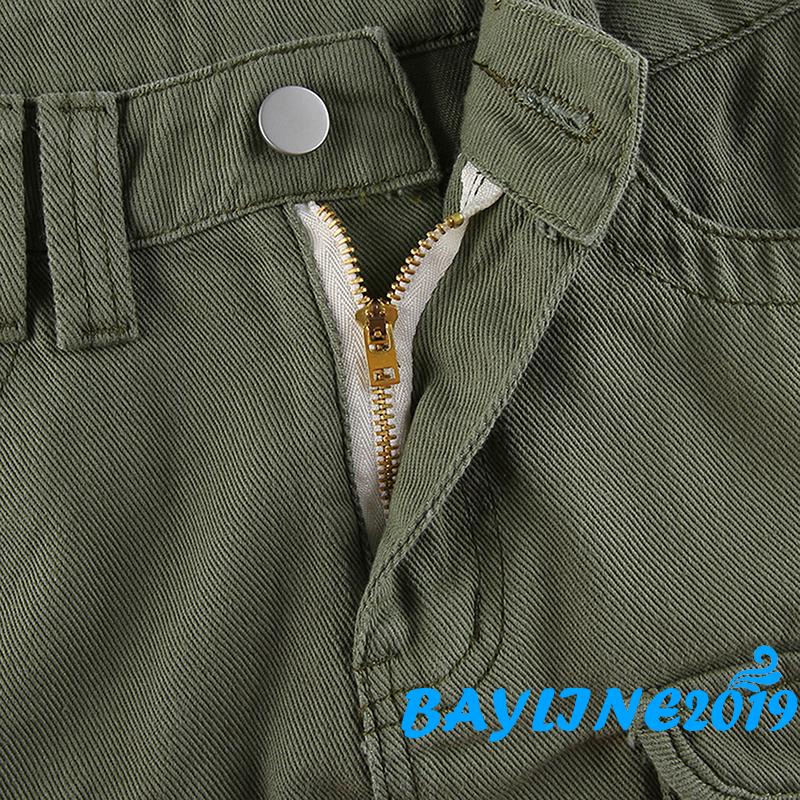 Chân Váy Ngắn Lưng Cao Phối Nhiều Túi Màu Trơn Kiểu Vintage Thời Trang Cho Nữ