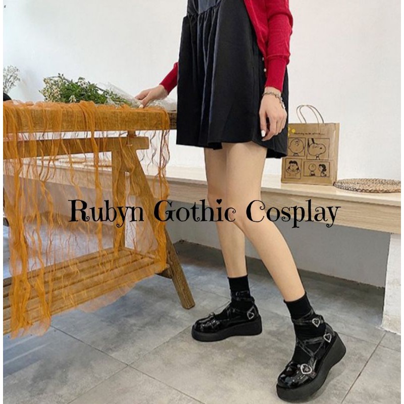 [CÓ SẴN] 🍁 Giày Búp Bê Lolita Retro Móc Trái Tim Độc Lạ Đế Cao 5cm ( Size 35 - 39 ) | BigBuy360 - bigbuy360.vn