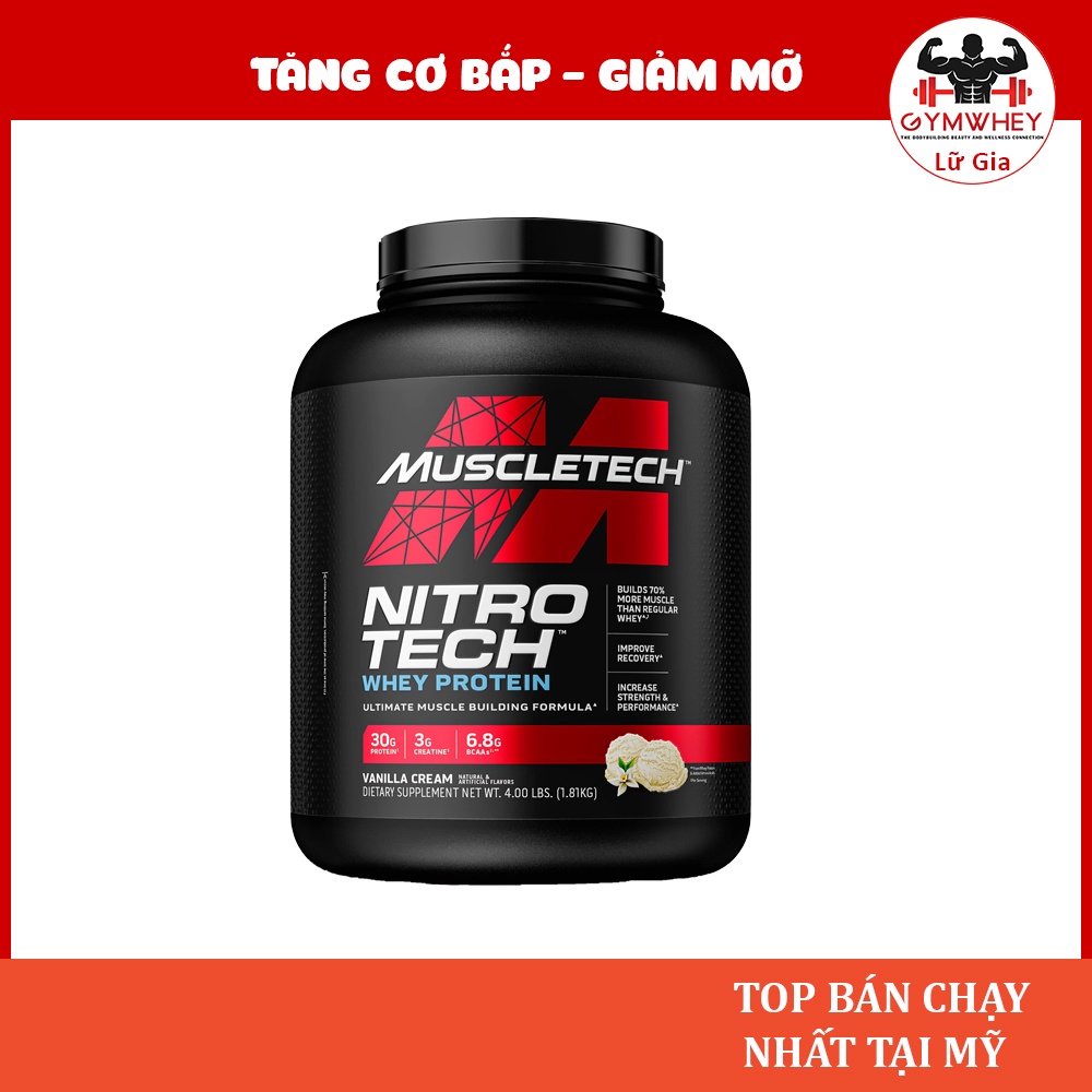 Whey Isolate Nitrotech Sữa Dinh Dưỡng Tăng Cơ Phục Hồi Cơ Bắp  (1.8kgs) Từ Mỹ