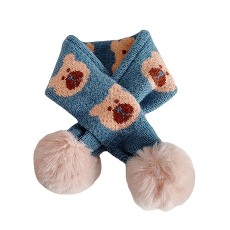 Khăn Choàng Cổ Dệt Kim Dày Dặn Giữ Ấm In Họa Tiết Hoạt Hình Dễ Thương Thời Trang Thu Đông Cho Bé