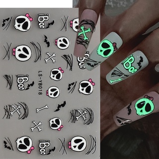 Miếng Dán Trang Trí Móng Tay Dạ Quang Họa Tiết Hoạt Hình Phong Cách Halloween Độc Đáo