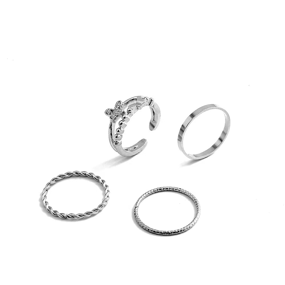 Set 4 nhẫn bạc Dodder hình bướm thời trang cho nữ