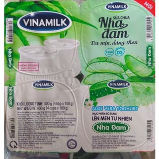 Sữa chua nha đam Vinamilk lốc 4 hộp x 100g [CHỈ NHẬN ĐƠN NOW SHIP]