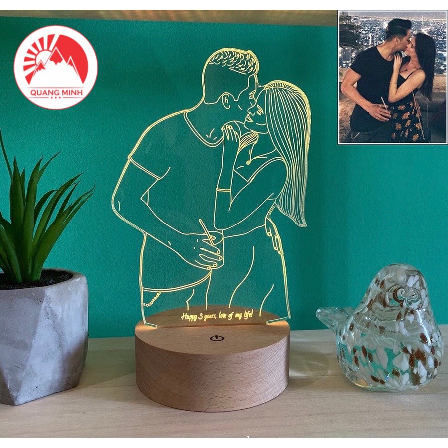 Đèn Ngủ 3D để bàn, Đèn ngủ Khắc Hình , Đèn led vẽ hình theo ảnh, theo yêu cầu, đèn ngủ làm quà tặng , quà kỷ niệm