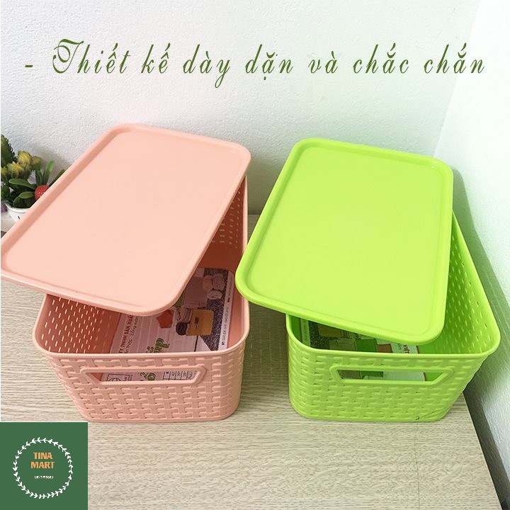 Giỏ đựng đồ bằng nhựa có nắp đa năng kiểu Hàn Quốc hãng nhựa Việt Nhật