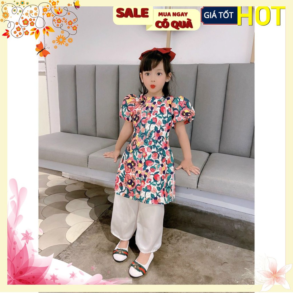 SET ÁO DAI VOAN IN HOA MẸ CON | BigBuy360 - bigbuy360.vn