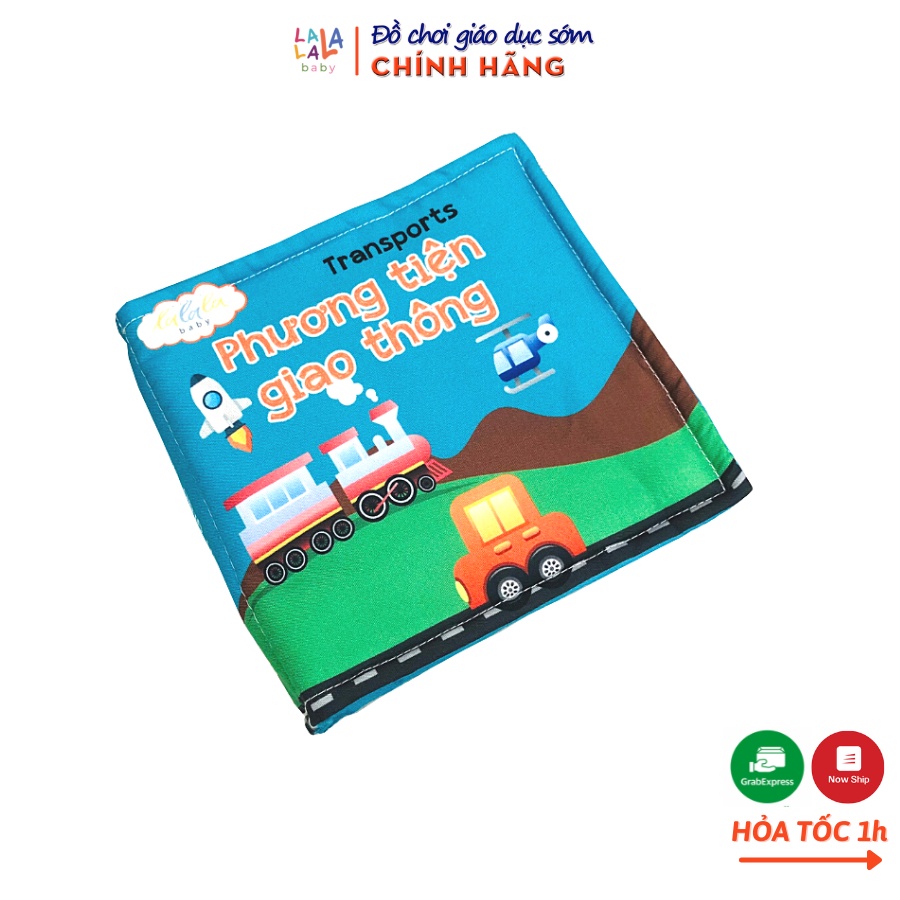 Sách vải Lalala baby, kích thích đa giác quan chủ đề Phương tiện giao thông, kích thước 15x15cm 12 trang