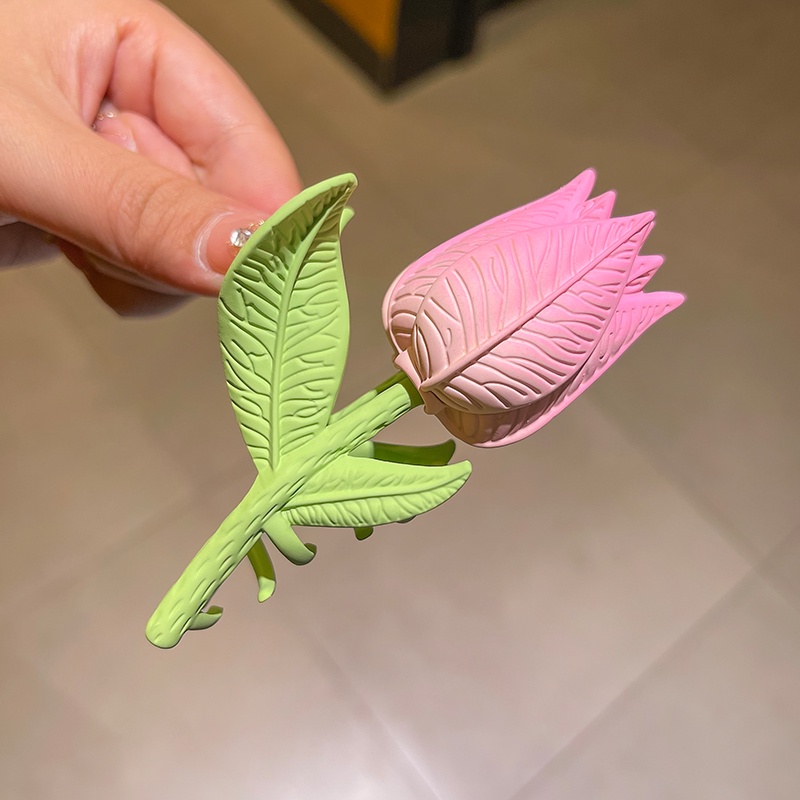 Kẹp Tóc Hình Hoa Tulip Bằng Kim Loại Cho Nữ