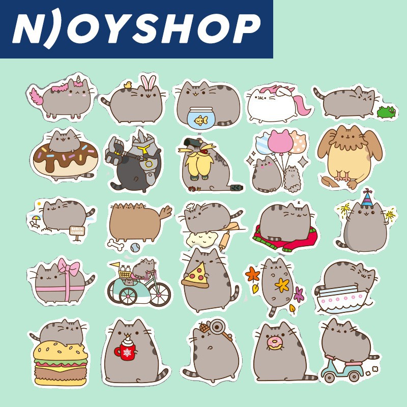 SET 100 STICKER MÈO PUSHEEN CAT ICON MESSENGER FACEBOOK CHỐNG NƯỚC DÁN NÓN BẢO HIỂM, LAPTOP, VALI, TỦ, BÀN HỌC, XE MÁY