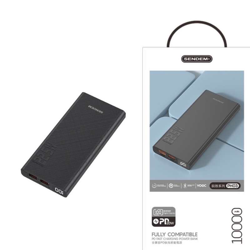 [Mã 44ELSALE2 giảm 7% đơn 300K] Sạc Pin Dự Phòng 10000mAh / 20000mAh PD20W Sạc Nhanh 22.5w Chính Hãng SENDEM giá rẻ