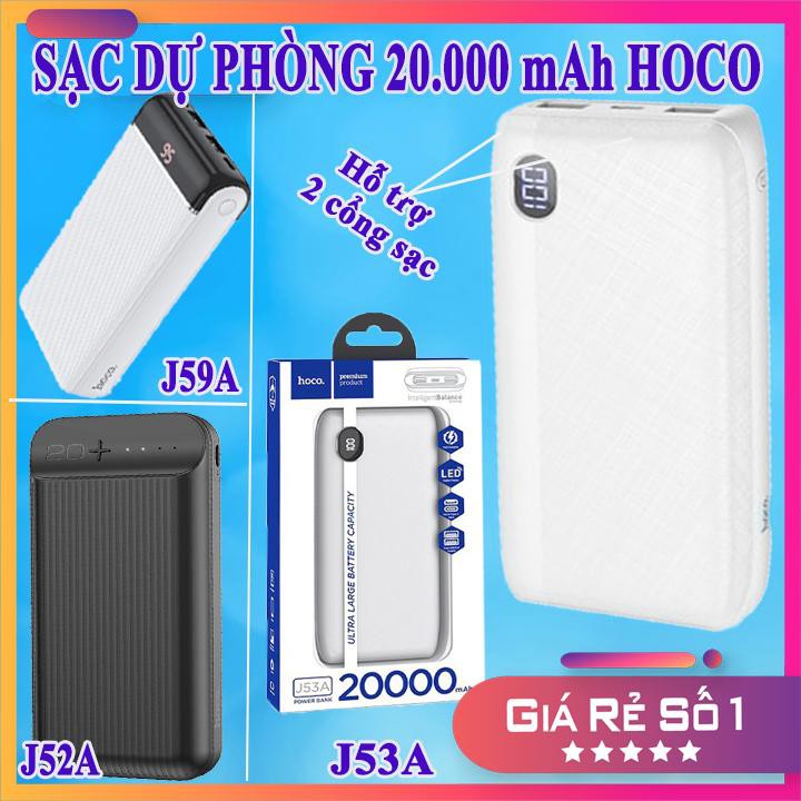 Freeship | SẠC DỰ PHÒNG CHÍNH HÃNG HOCO 20.000mAh | THỜI GIAN SẠC NHANH | THIẾT KẾ 2 CỔNG RA USB TIỆN DỤNG | 11000