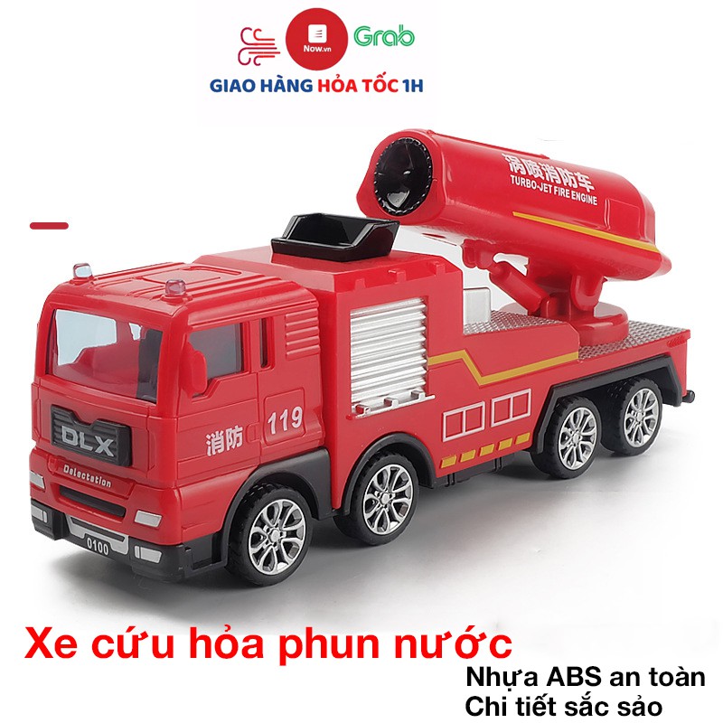 Đồ chơi xe cứu hỏa phun nước, mô tả chi tiết xe ngoài đợi thực, giúp bé nhận biết, tăng trí tưởng tượng