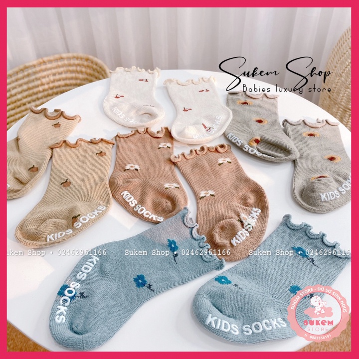 Tất Cho Bé/Set 5 Đổi Tất Cổ Bèo NEMO Dầy Dặn Co Dãn Họa Tiết Xinh Xắn