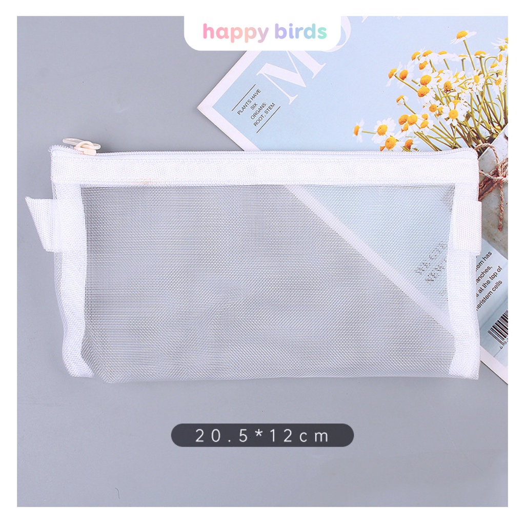 Túi đựng bút dạng lưới trong suốt đựng bút, đựng đồ tiện dụng phong cách Hàn Quốc