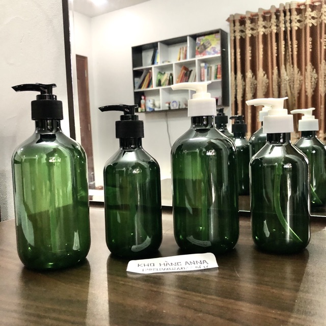 Combo 50  chai xịt nhỏ giọt 300ml màu xanh rêu - 50 chai pet nhựa xanh rêu 300ml vòi nhấn nhỏ giọt-chai hủ chiết mỹ phẩm