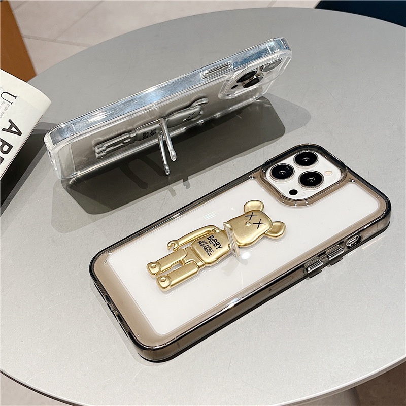 Ốp lưng iPhone gấu B@BY cạnh vuông giá đỡ 6s/6splus/7/7plus/8/8plus/x/xr/xs/11/12/13/pro/max/plus/promax