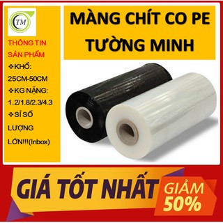 Màng chít co Pe màu Trong + Đen (Giao hàng Hỏa tốc 30p-1h ) lõi 300gr siêu mỏng