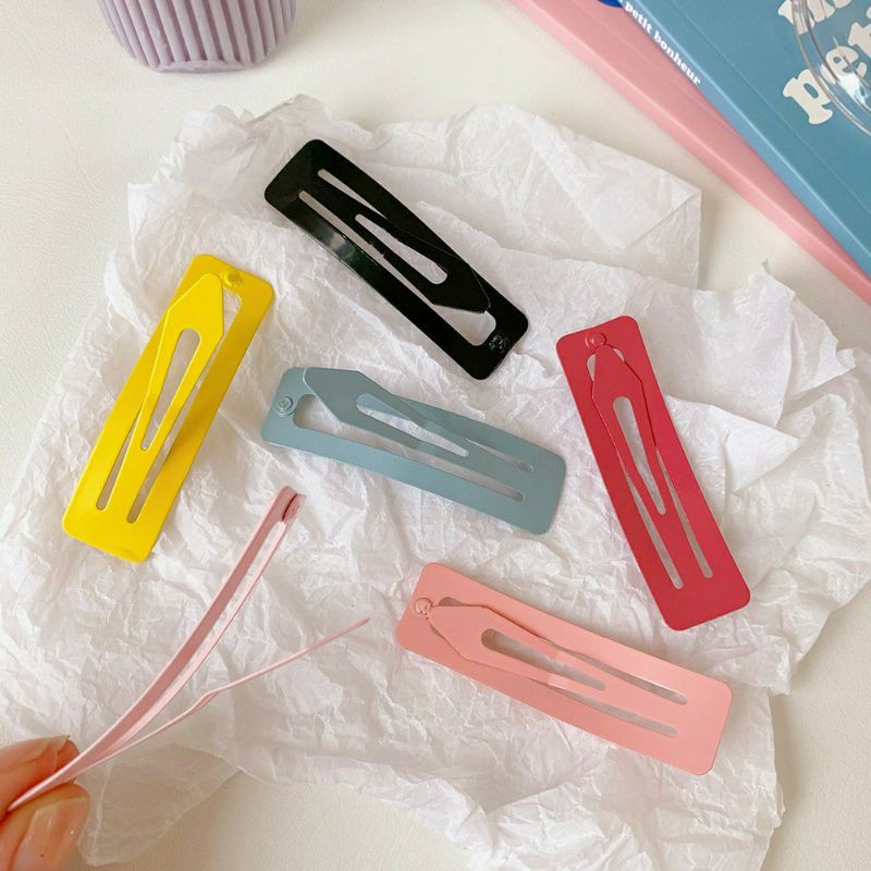 SET 2 CÁI | KẸP TÓC BẤM KIM LOẠI HÌNH CHỮ NHẬT | MÀU TRƠN SƠN BÓNG | VIDEO THẬT | SHOP BEECOW