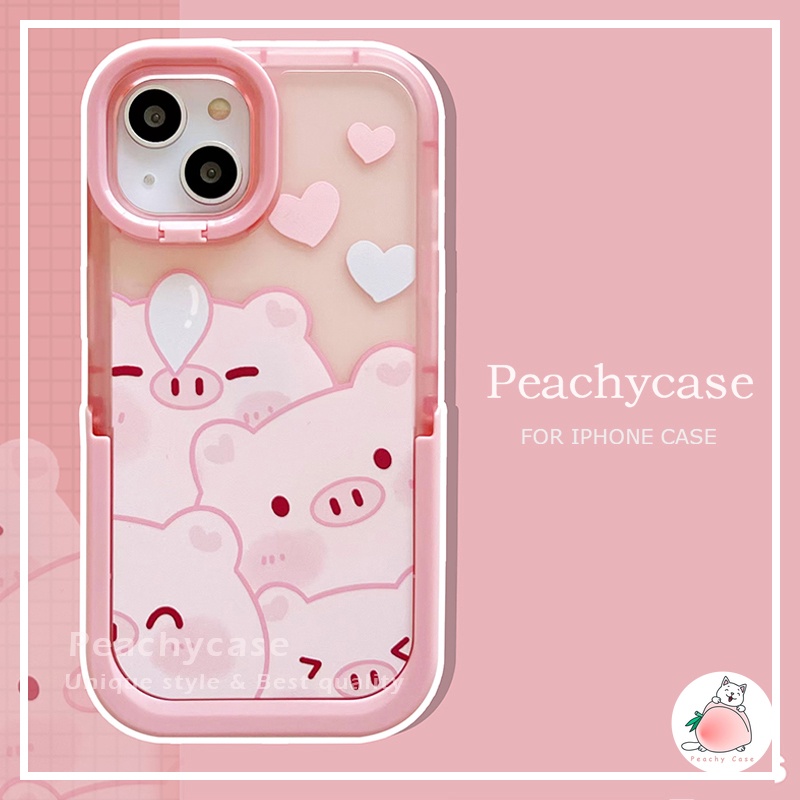 Ốp Điện Thoại TPU Mềm Có Giá Đỡ Hình Heo Hồng Dễ Thương Cho iPhone 13 12 Pro Max 11 Xr Xs Max X