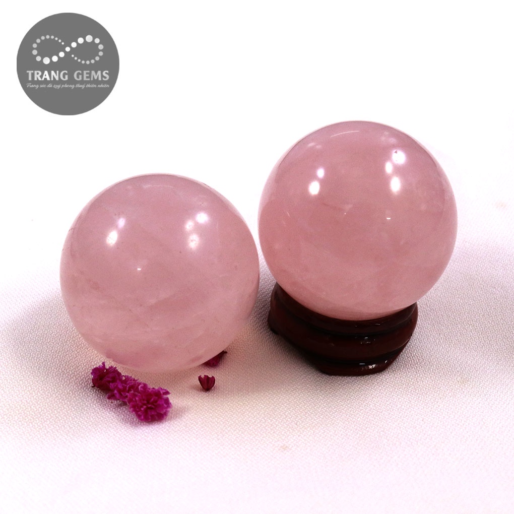 Cặp Bi Lăn Tay Đá Tự Nhiên Màu Hồng (Rose quartz) - Sản phẩm vật lý trị liệu