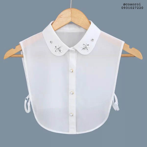 Cổ áo rời đính đá vải voan - Mã CD14  Lemon