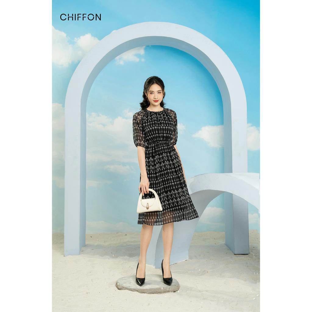 Váy đầm nữ hoa tơ lỡ tay thiết kế Chiffon