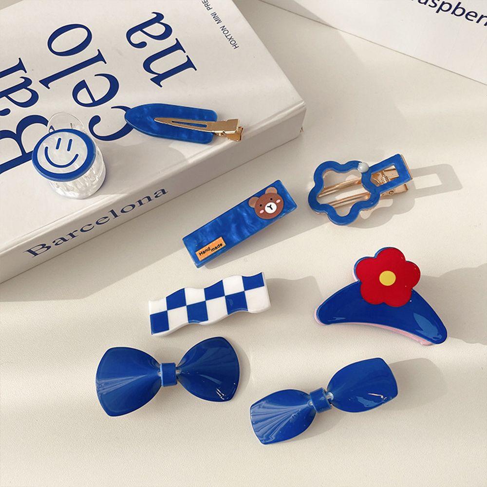 NICKOLAS Kẹp Tóc Nơ Bướm Xanh Ngọt Ngào Bằng Acrylic Cho Nữ