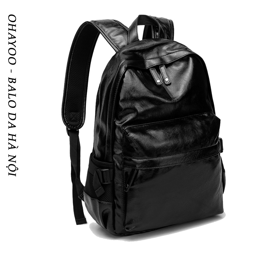 Balo da nam nữ Ohayoo phong cách Hàn Quốc Ulzzang đi học đi chơi, cặp da nam nữ chống nước đựng laptop