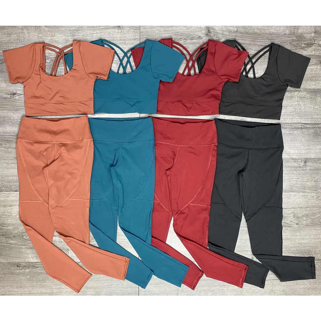 Bộ đồ tập thể thao gym yoga nữ áo crop kèm mút quần dài cao cấp Bin Sport BD096