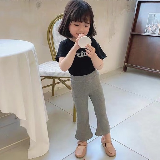 Quần Legging Bé Gái Quần Legging Ống Loe Màu Đen Co Giãn Cho Bé Gái Quần Áo Trẻ Em