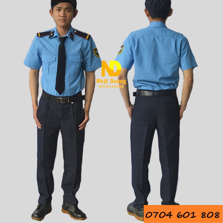 Quần áo bảo vệ tay ngắn NT02 màu xanh biển, Đồng phục bảo vệ công ty, Bộ đồ bảo vệ