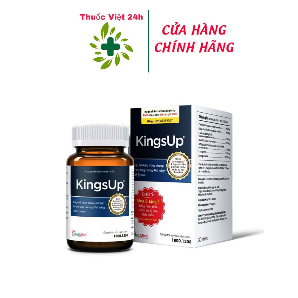 Viên Uống KingsUp làm chậm quá trình mãn dục nam, giảm tình trạng xuất tinh sớm, giúp bổ thận và tráng dương (30v & 80v)