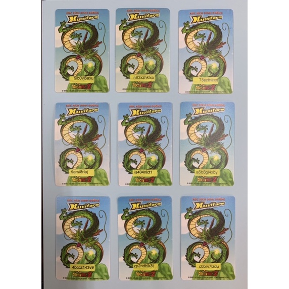 01 thẻ Dragon Ball 7 viên Ngọc Rồng cỡ 5,5 cm x 8,5 cm