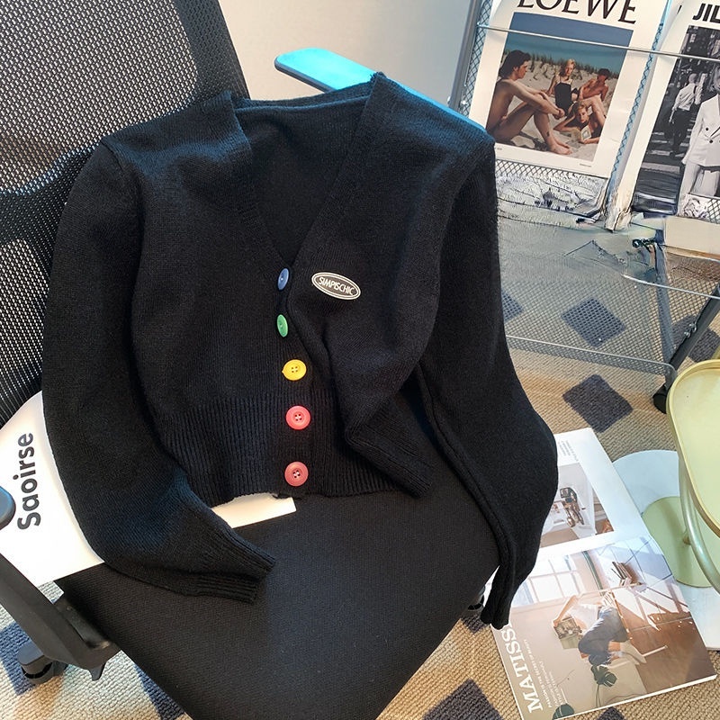 Áo Khoác cardigan Dệt Kim Dáng Rộng Màu Xanh Dương Thời Trang Thu Đông Mới Cho Nữ