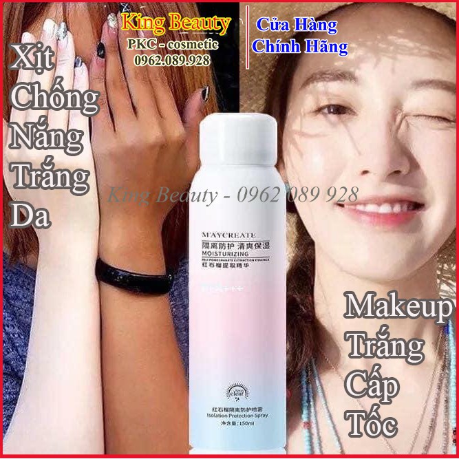 Xịt Chống Nắng Trắng Da MayCreata , Làm Trắng Cấp Tốc Vùng Cổ Và Tay Chân