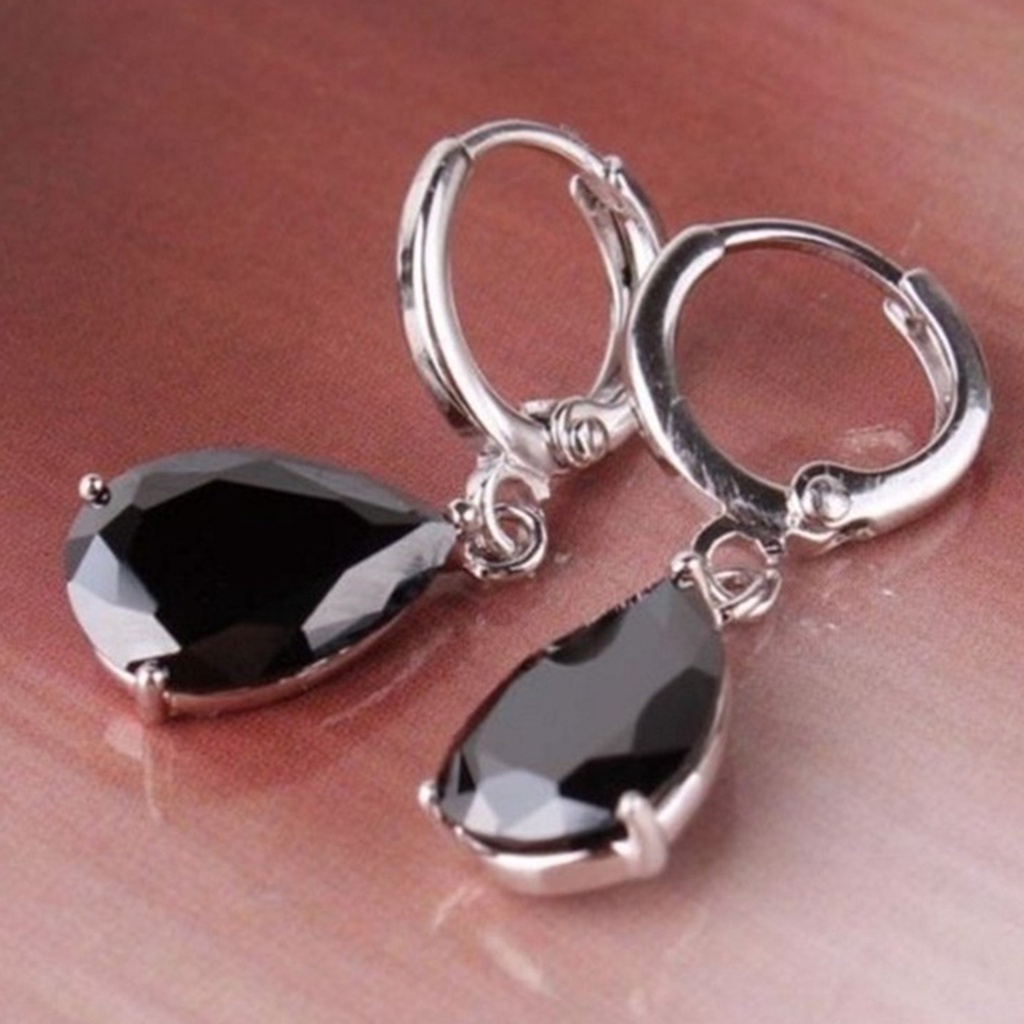 Đôi khuyên tai hình giọt nước đính đá thời trang cho nữ