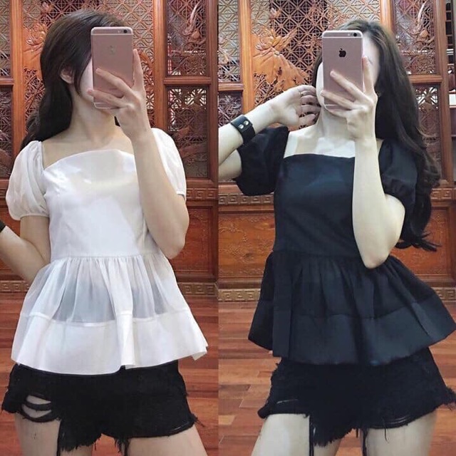 [SALE SALE 20%] [Hàng Quảng Châu] Áo peplum pha lưới voan cao cấp