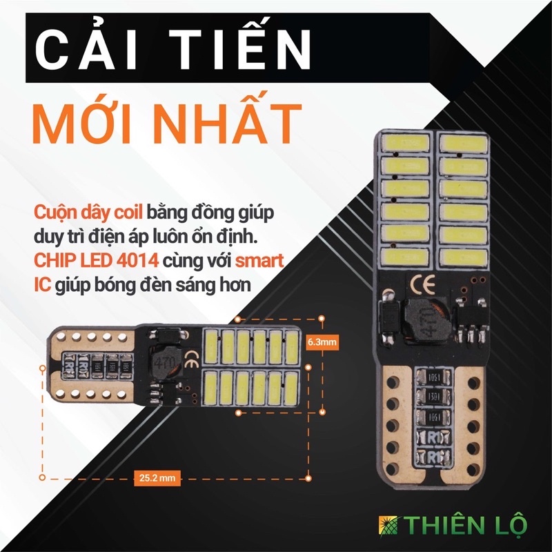 [GIÁ 1 ĐÈN][NÂNG CẤP]Đèn LED xi nhan T10 demi 24 SMD 4014 SMART IC cao cấp dành cho tô tô xe máy