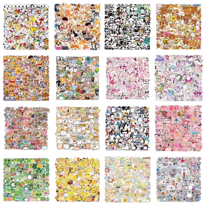 100 miếng dán trang trí hình hoạt hình chống thấm nước cho laptop/guitar điện thoại/vali/guitar gồm 18 kiểu