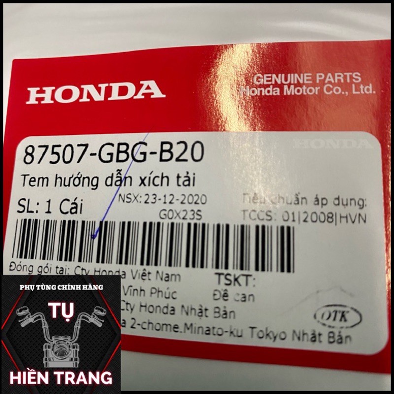 (SP SỈ RẺ) TEM XÍCH TẢI ZIN SUPER DREAM CHÍNH HÃNG HONDA .