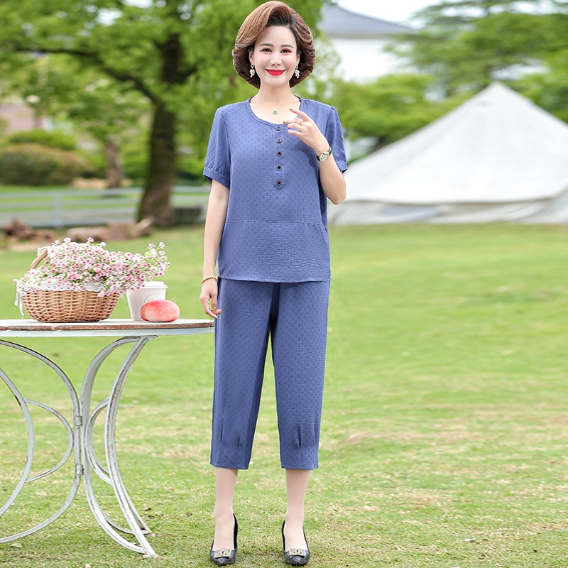 (HÀNG SẴN) Bộ Đồ Ngắn Tay Cotton Mềm Mát Cho Mẹ AB77 - Hàng Quảng Châu Cao Cấp