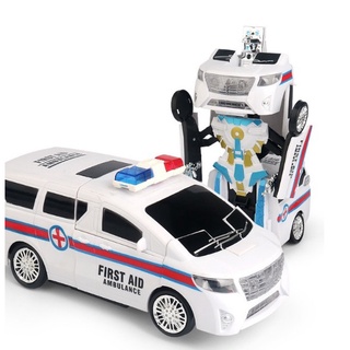 Xe cứu thương biến hình robot - Xe biến hình robot 9912A1: Có đèn, nhạc