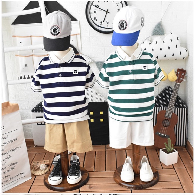Áo Polo bé cho trai, gái. vải Cotton CVC, chuẩn form, sang chảnh. KẺ SỌC 4 màu . NEWBETTY