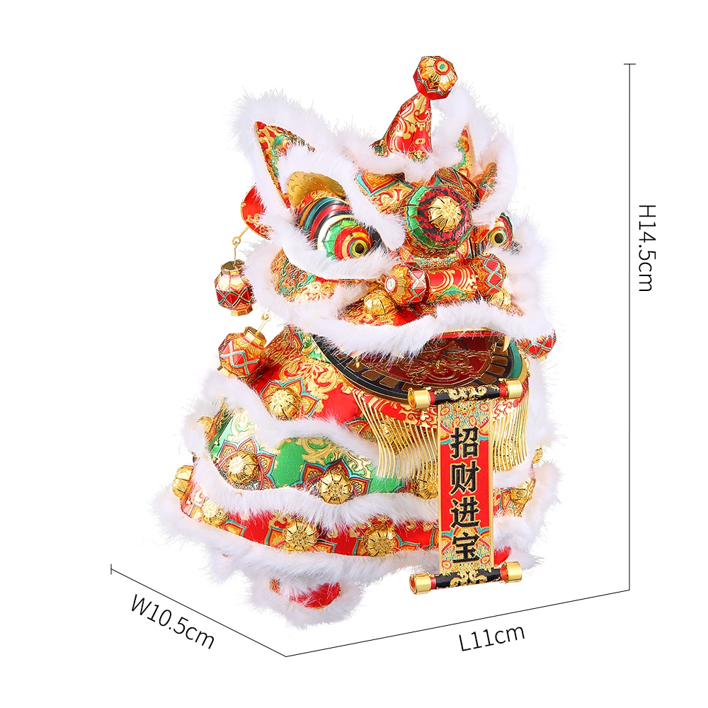 Set đồ chơi lắp ráp Piececool mô hình con lân nhảy múa 3D bằng kim loại phong cách Trung Hoa làm quà tặng