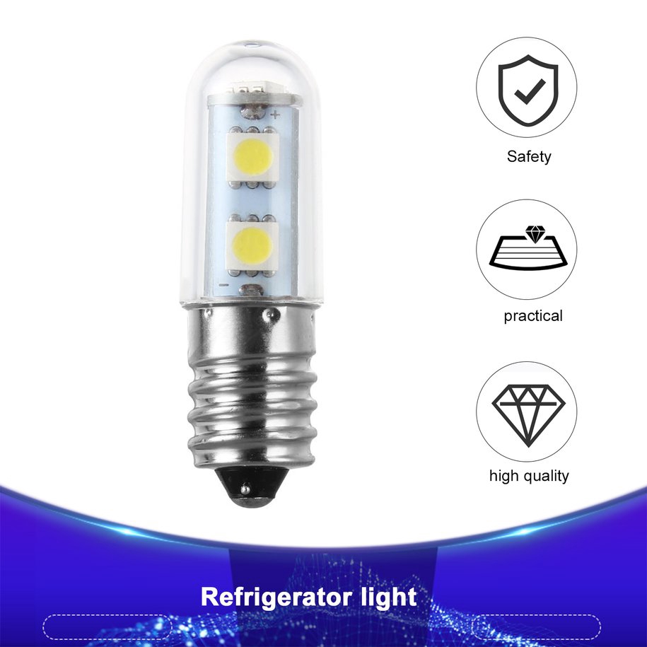 Đèn LED 7 bóng gắn tủ lạnh màu trắng ấm AC 220V E14 1W 5050 SMD